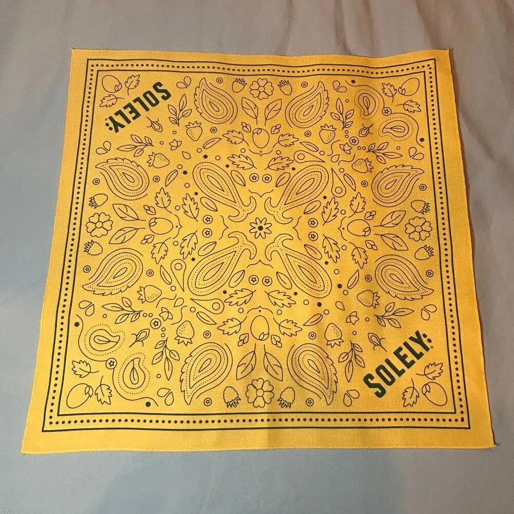 SOLELY Golden Yellow Fruit Print Bandana 21.5
